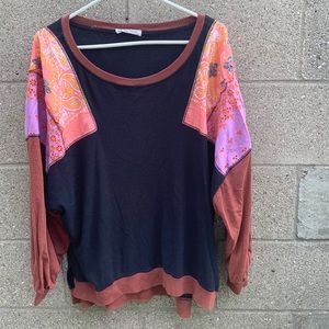 Free People, We the Free, extra Large, balloon sleeves sweater with patchwork